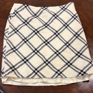 Ann Taylor Black and Cream Checkered Wool Pencil Skirt